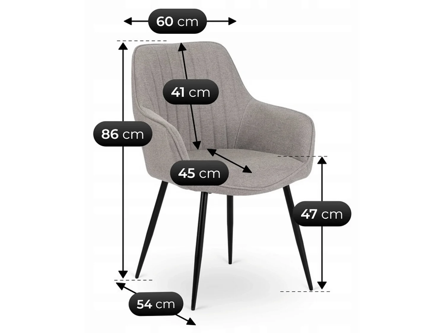 Dining Chair MALAGA Grey Upholstered