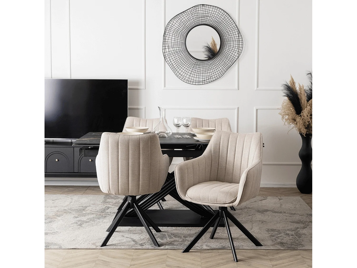 Dining Chair Swivel MUMBAI Cream