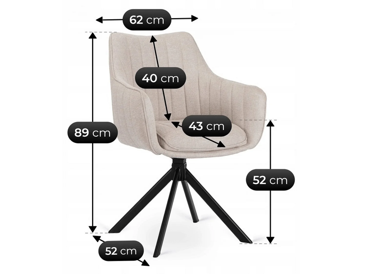 Dining Chair Swivel MUMBAI Cream