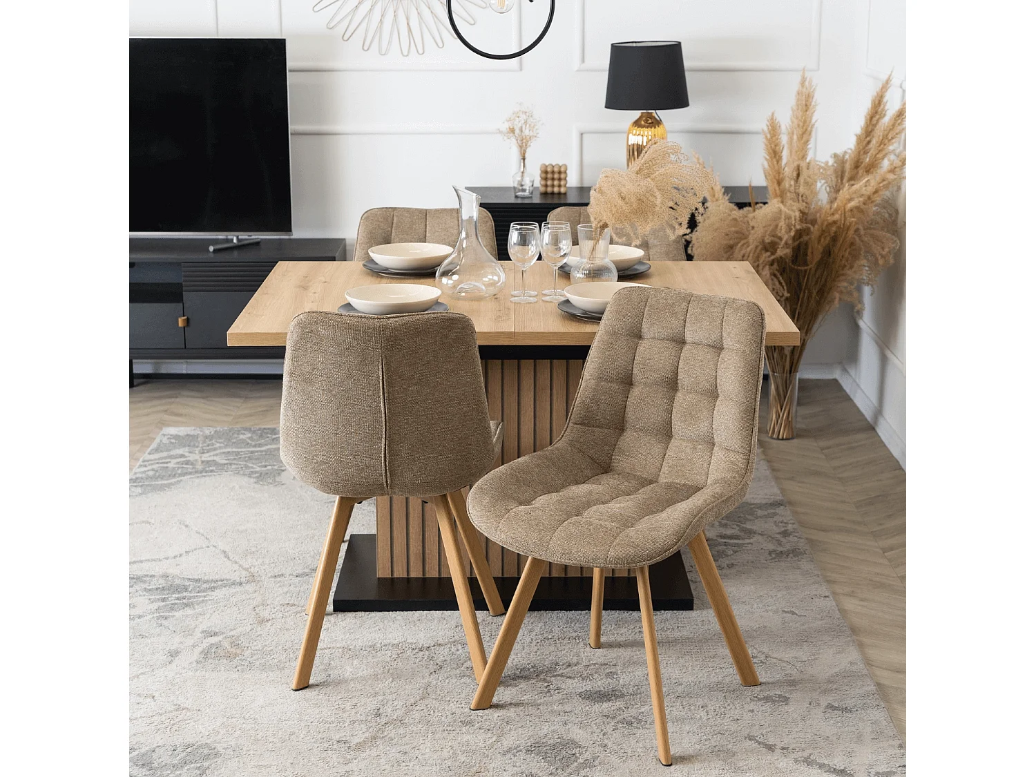 Dining Chair KATHY Beige Upholstered