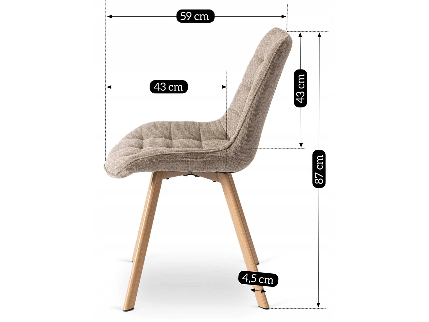 Dining Chair KATHY Beige Upholstered