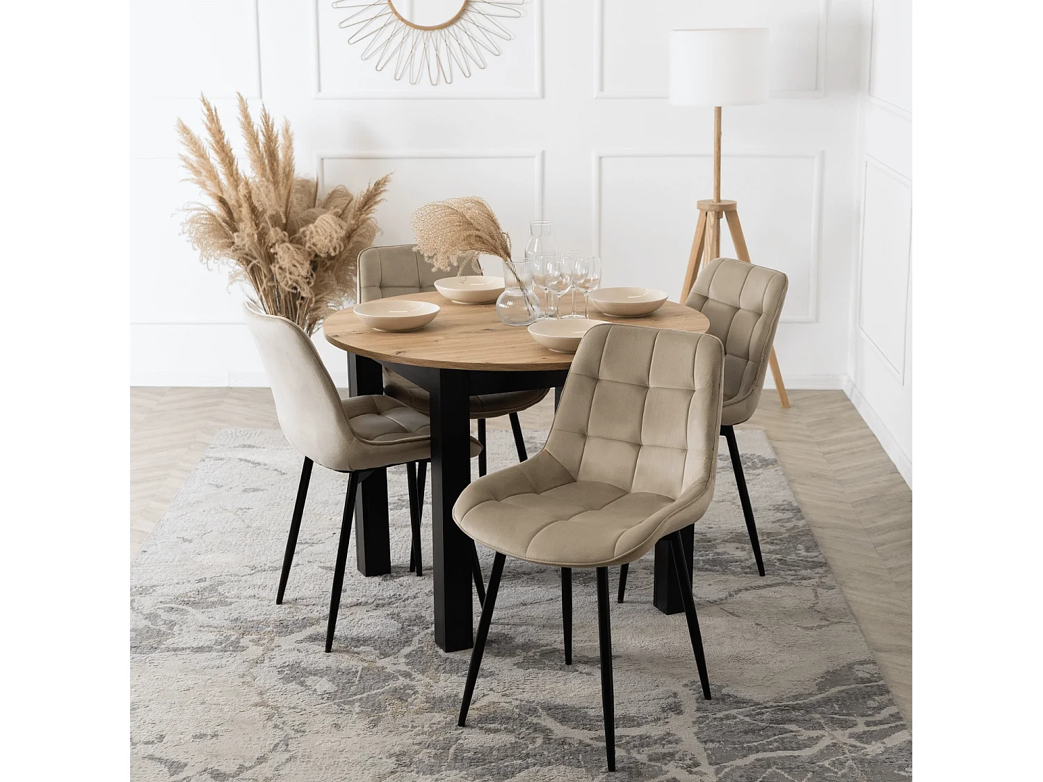 CHRIS Dining Chair Beige Velour