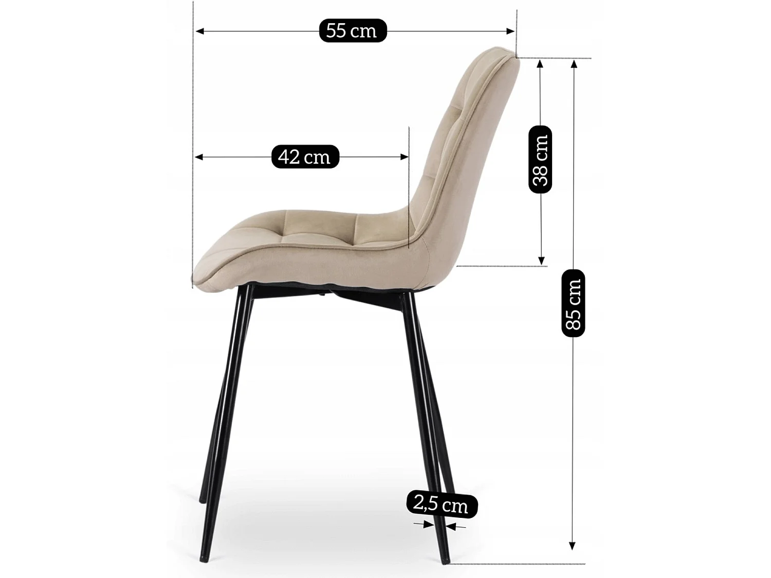 CHRIS Dining Chair Beige Velour