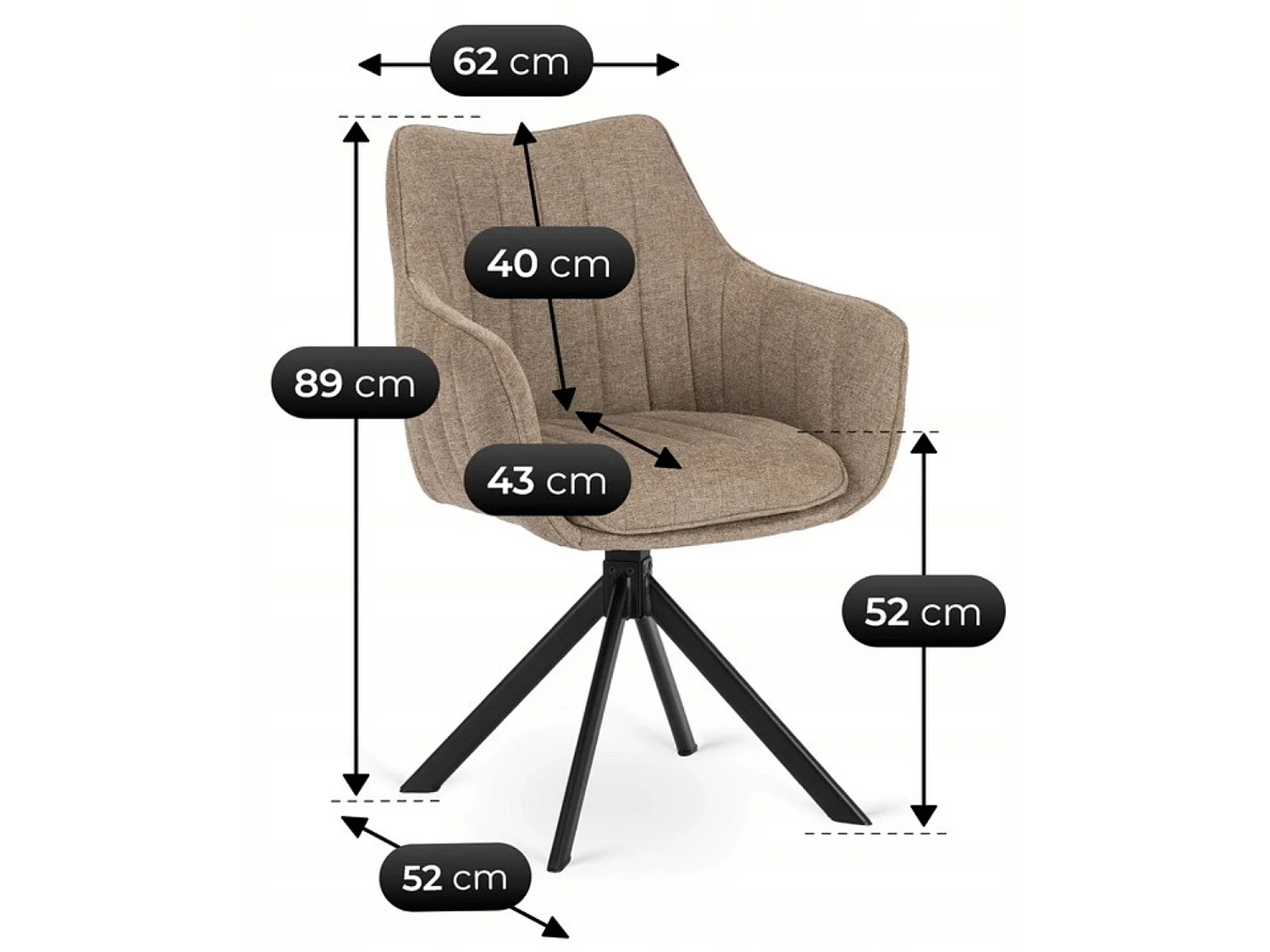 Dining Chair Swivel MUMBAI Beige