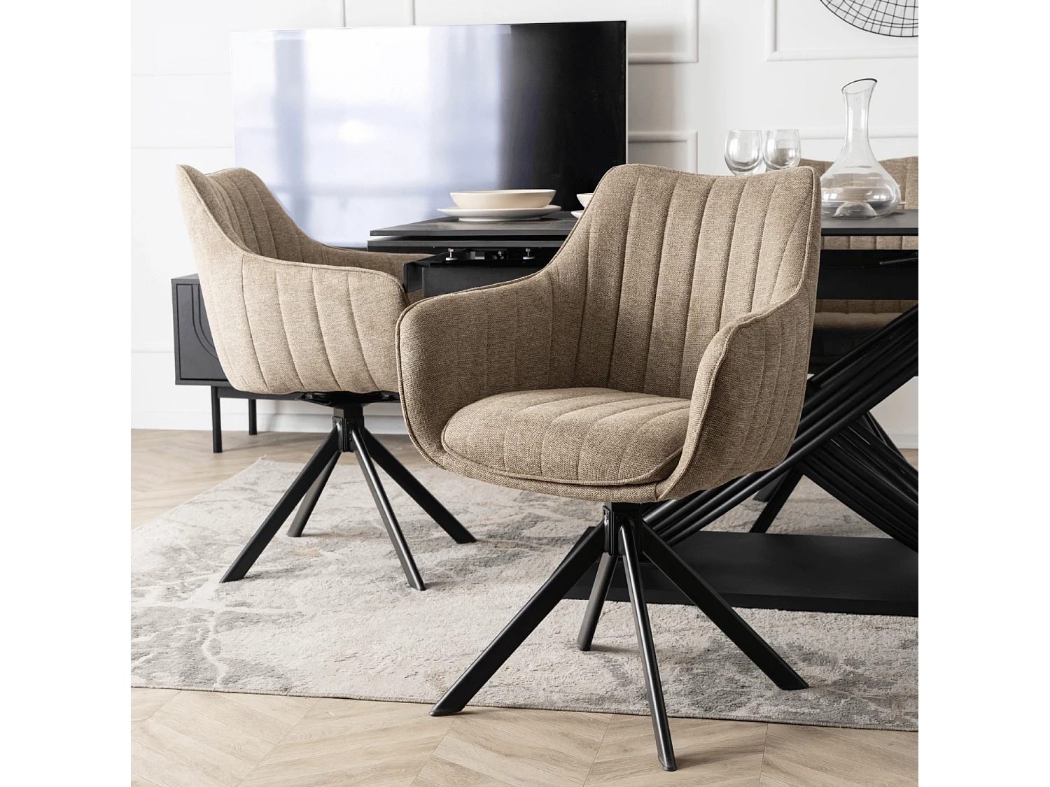 Dining Chair Swivel MUMBAI Beige