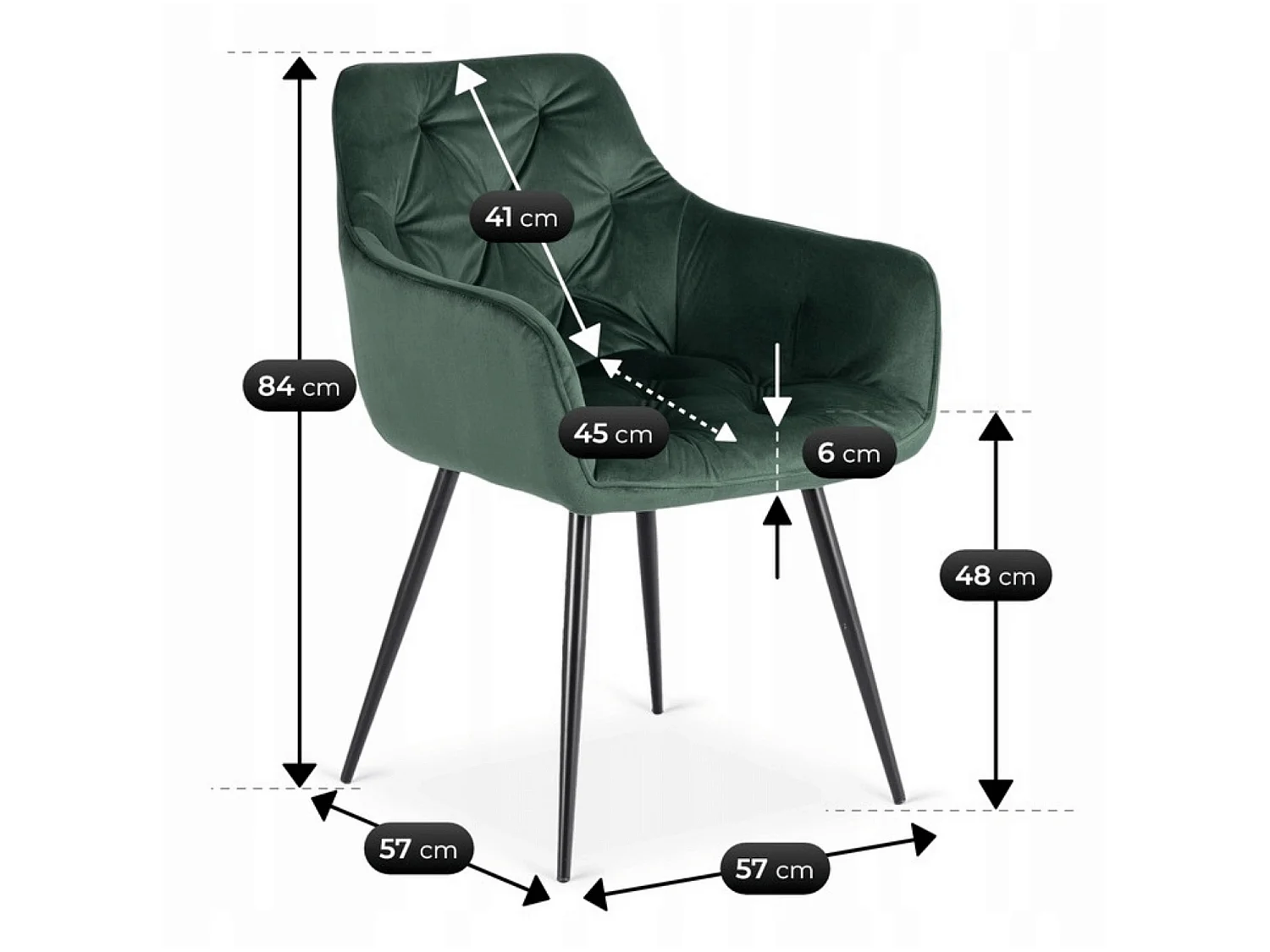 MODESTO Dining Chair Green Velour