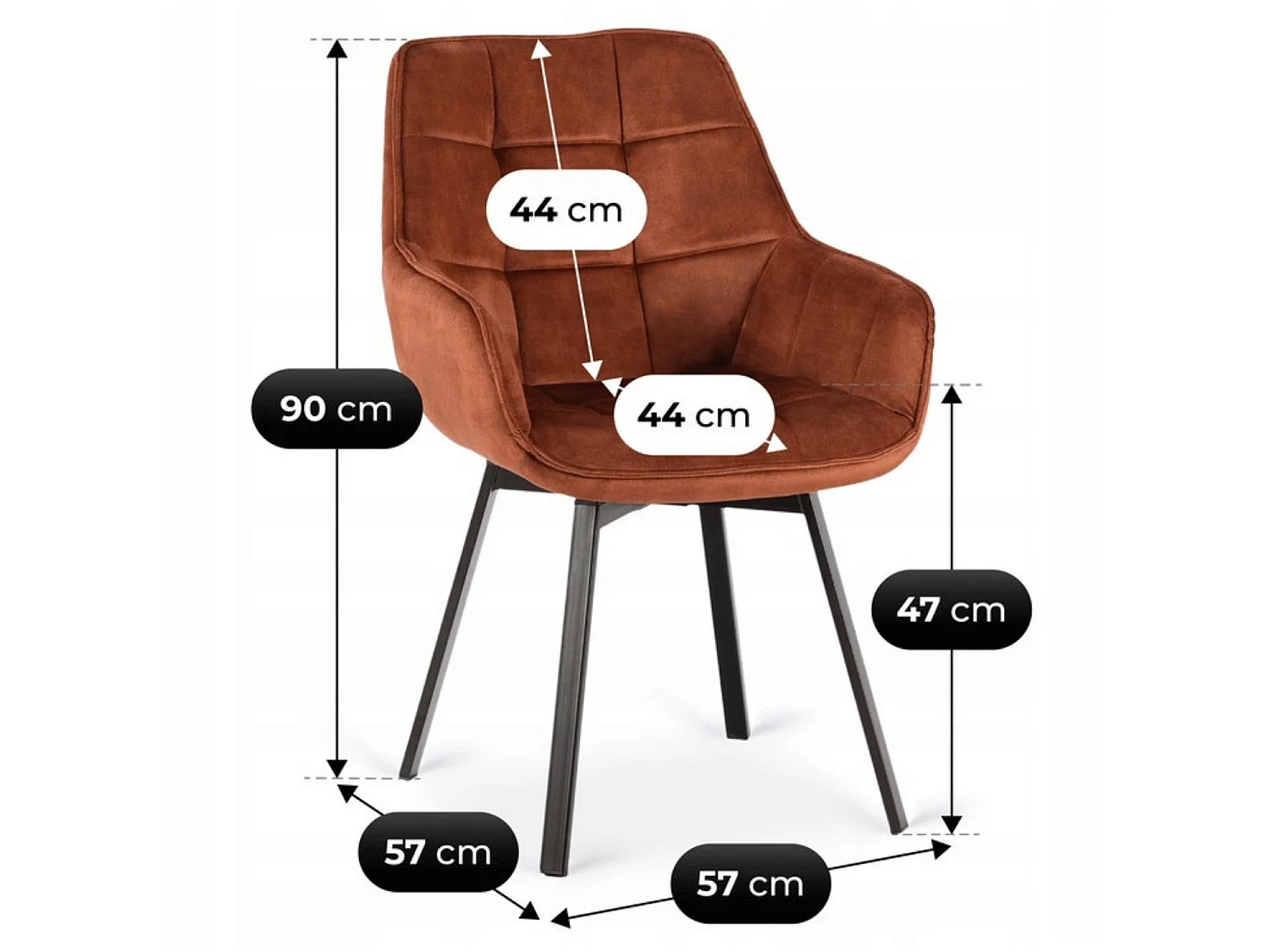 Luna Swivel Dining Chair (lux 03) Red Velour