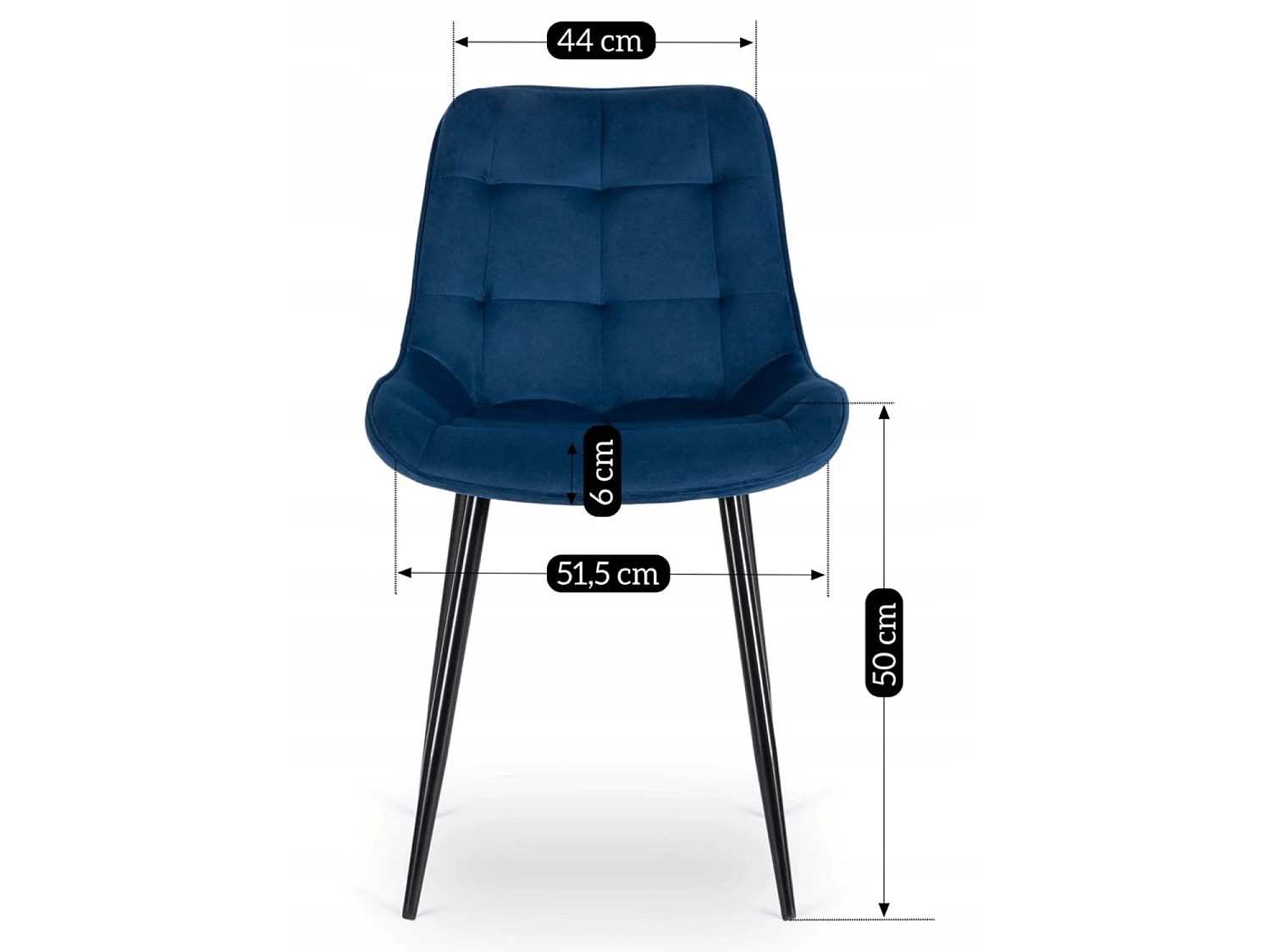 CHRIS Dining Chair Navy Blue Velour