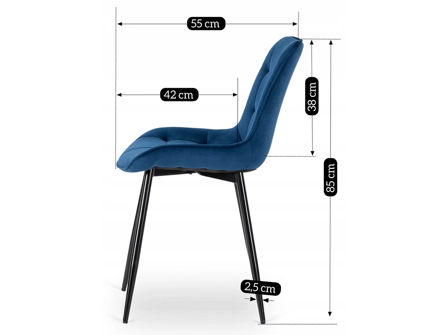 CHRIS Dining Chair Navy Blue Velour