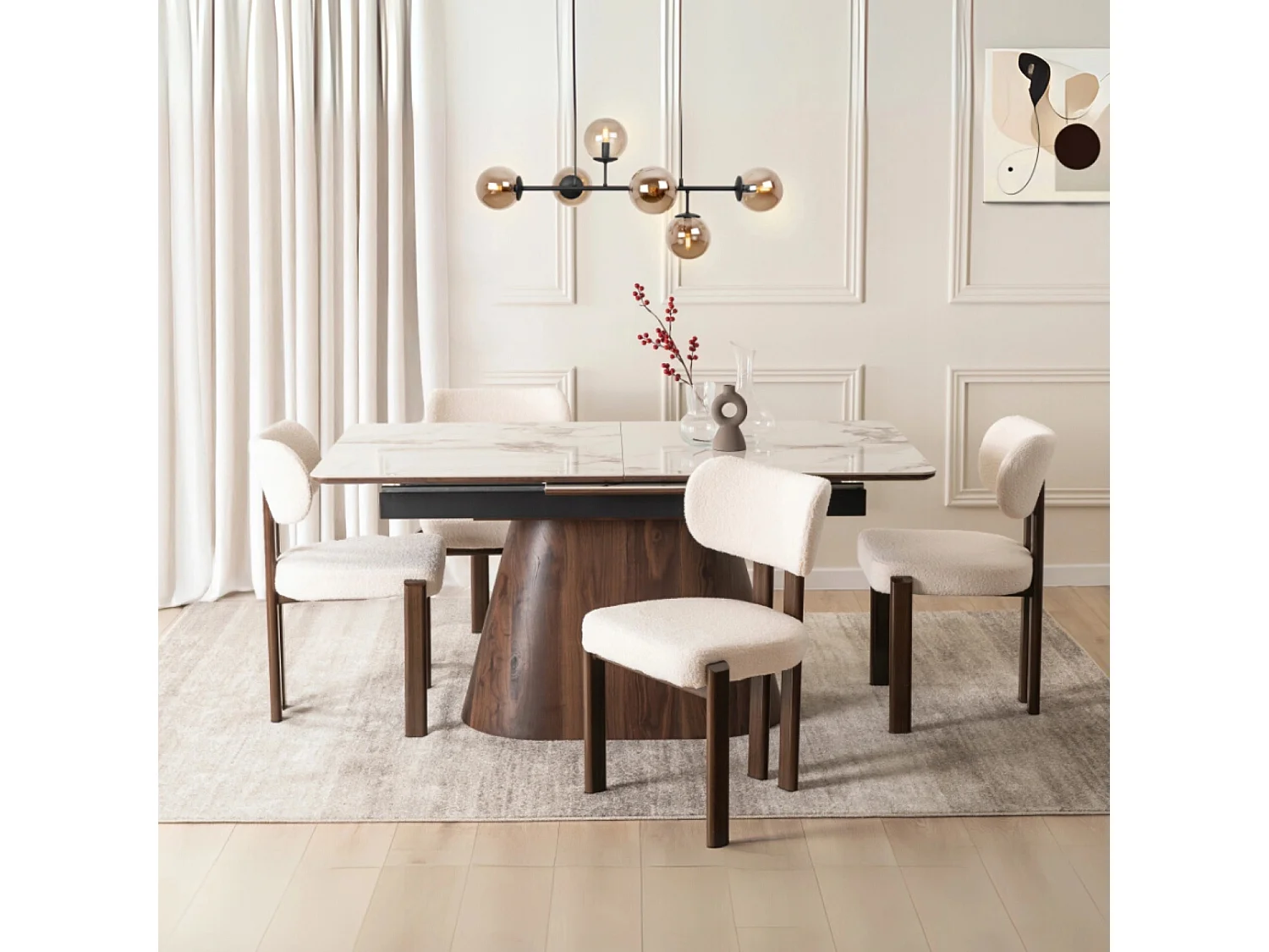Dining Chair GRENADA Walnut/Cream