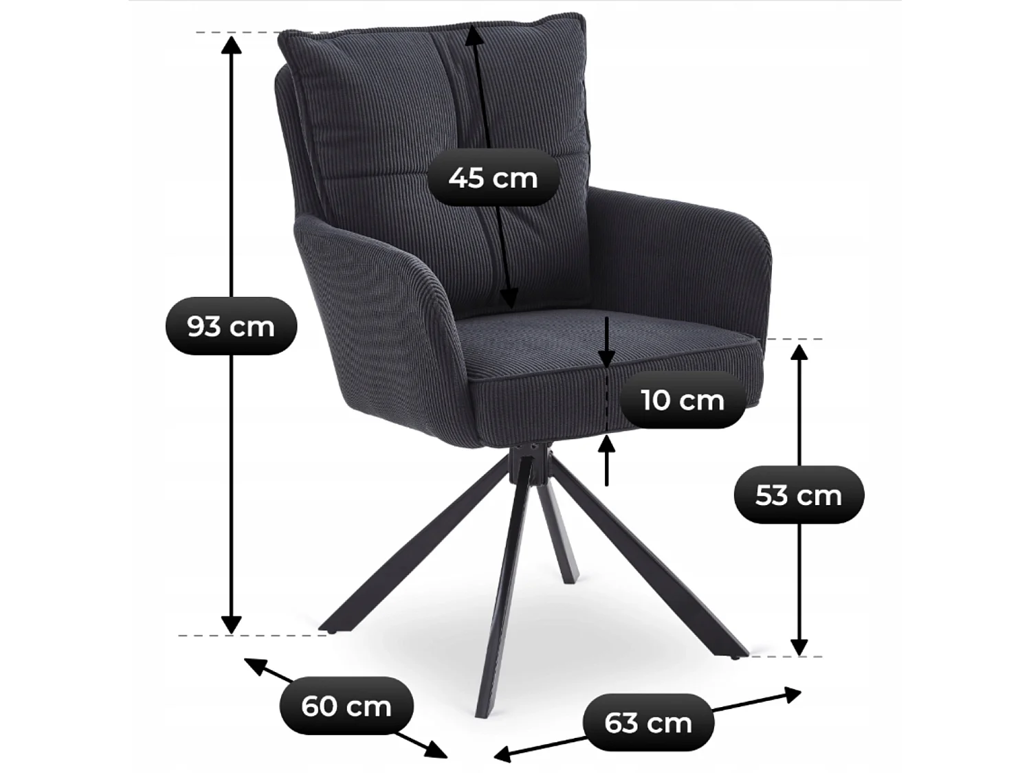 Swivel Dining Chair CITY Black