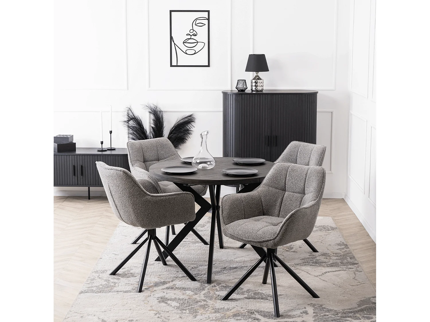 Dining Chair Swivel PEONY Grey