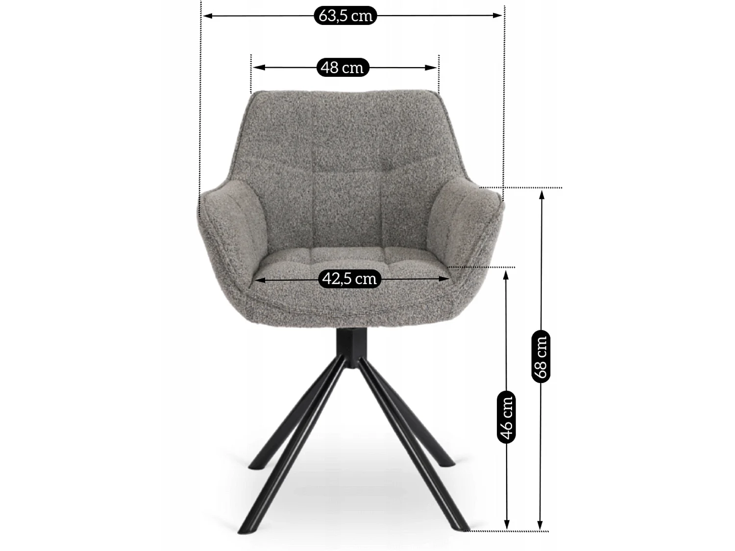 Dining Chair Swivel PEONY Grey