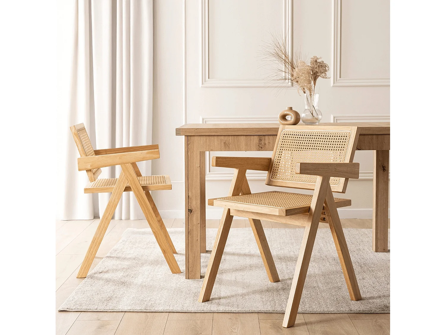 MADERA Dining Chair Oak/Beige Openwork