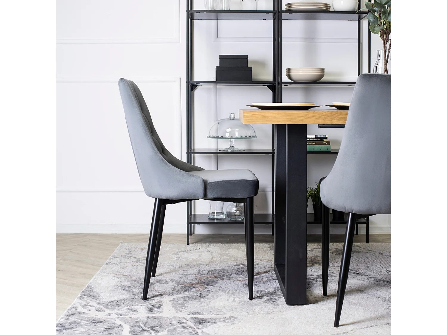 CORK Dining Chair Grey Velour