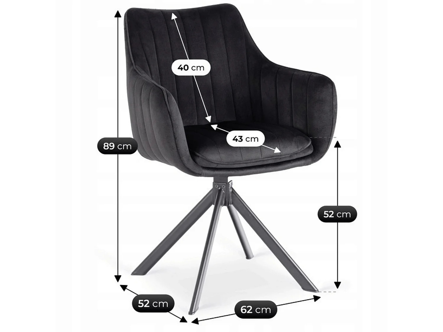 Dining Chair Swivel MUMBAI Black