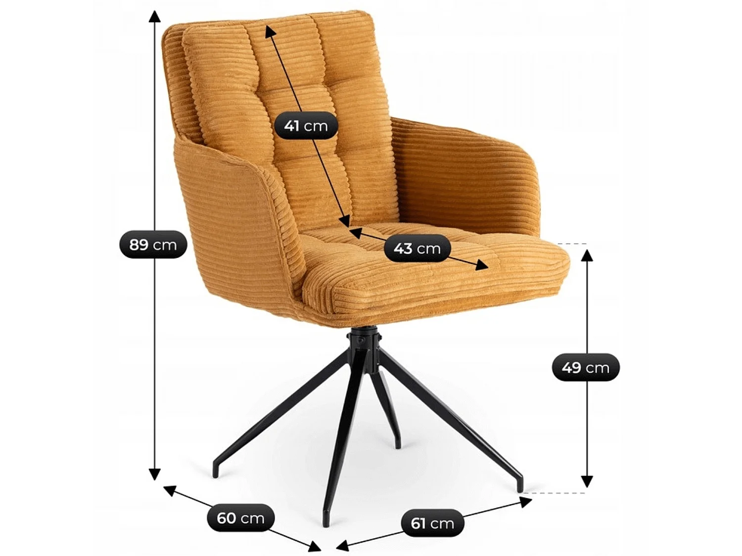 Chaise pivotante AKITA moutarde
