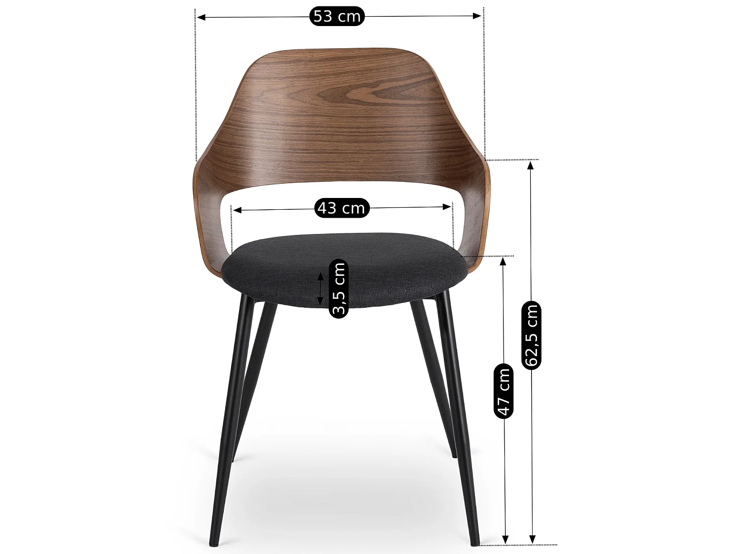 Dining Chair ORBI Walnut/Black
