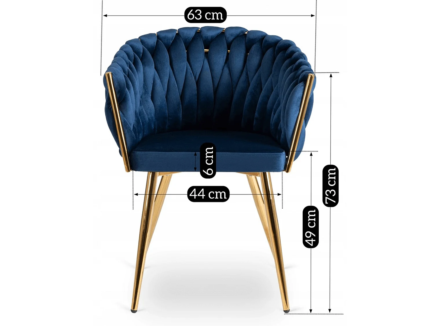 CAPI Dining Chair Navy Blue Velour