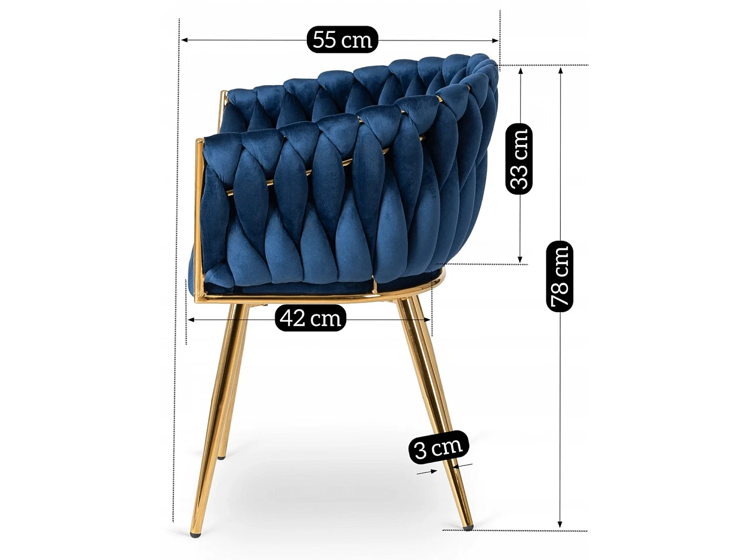 CAPI Dining Chair Navy Blue Velour