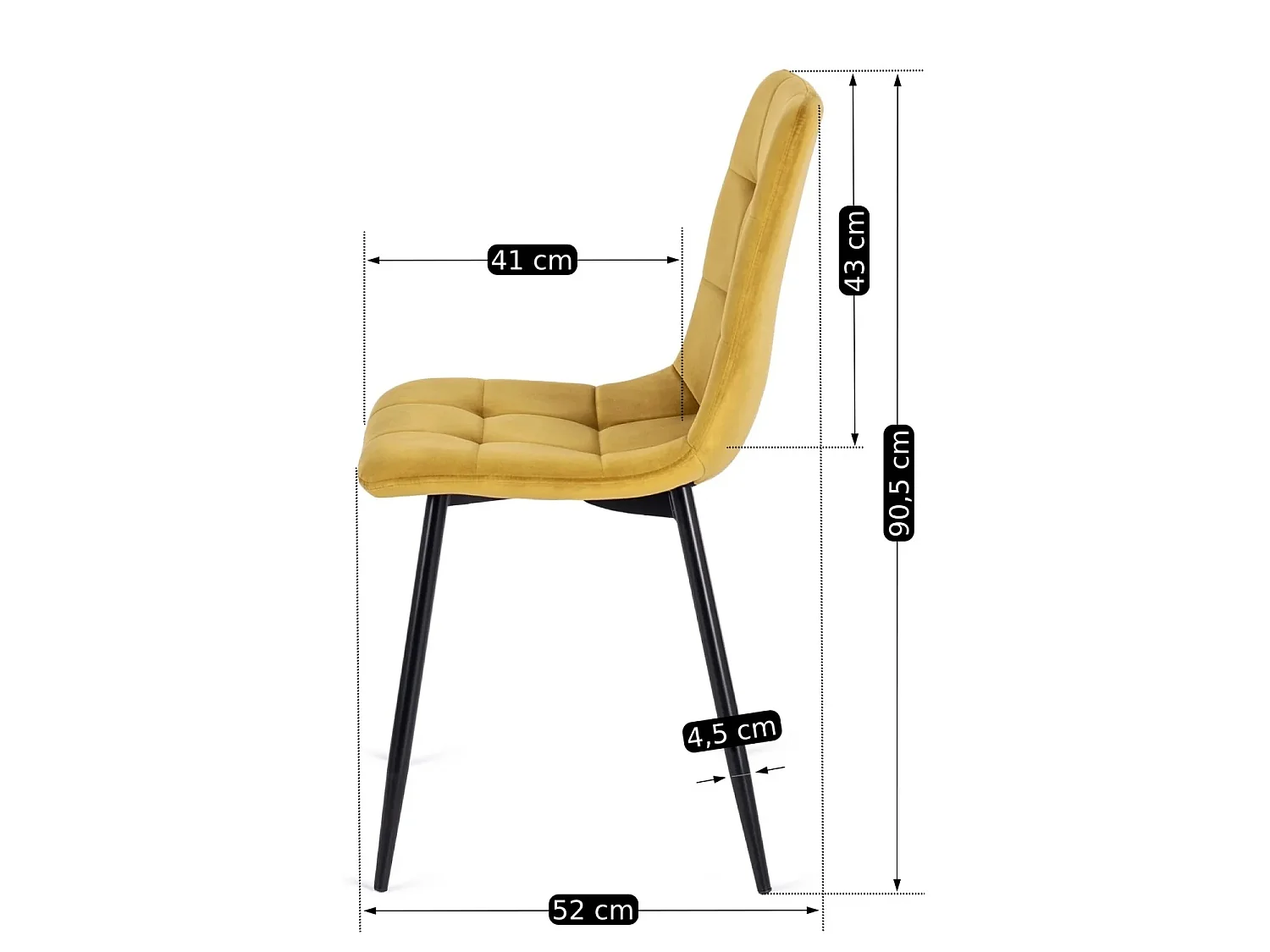 Chaise à manger PÉRU (lux 01) Velours moutarde