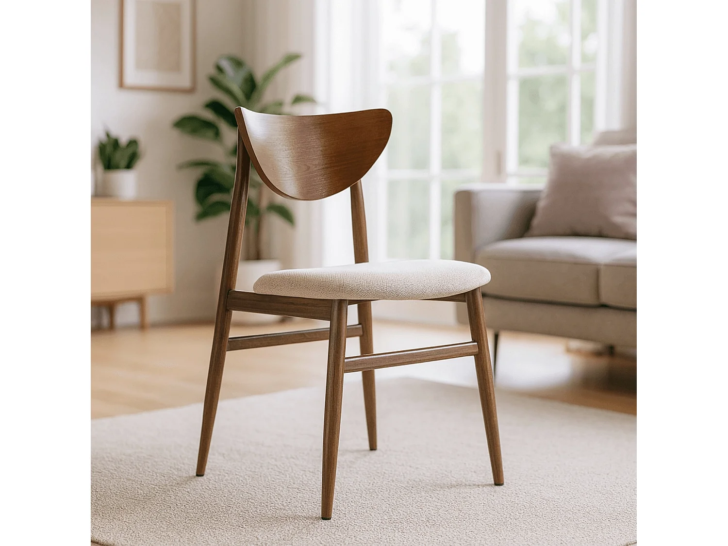 Dining Chair BRAGA Walnut/Beige
