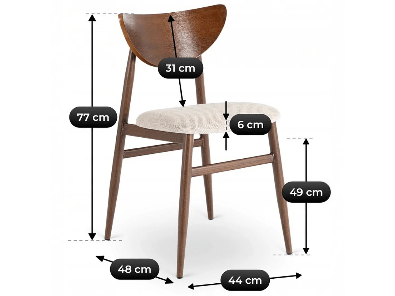 Dining Chair BRAGA Walnut/Beige