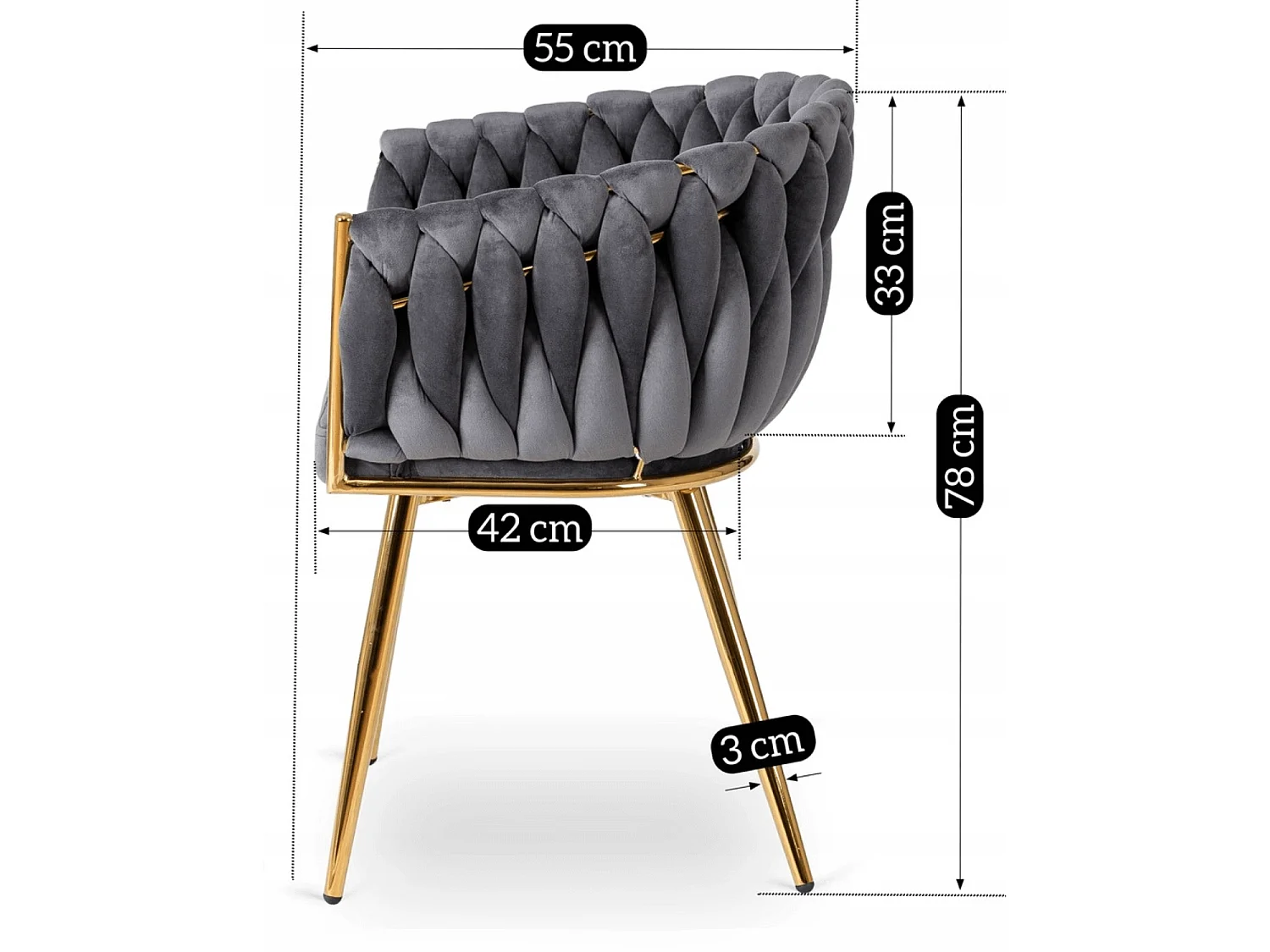 CAPI Dining Chair Grey Velour