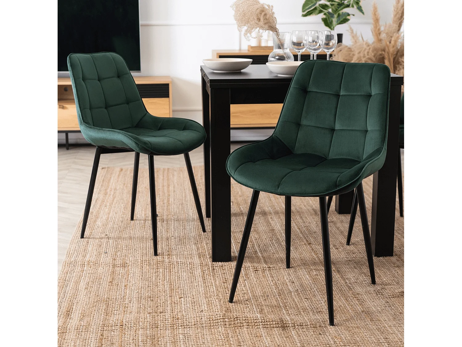 CHRIS Dining Chair Green Velour