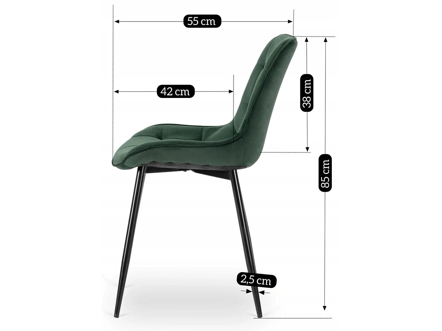 CHRIS Dining Chair Green Velour