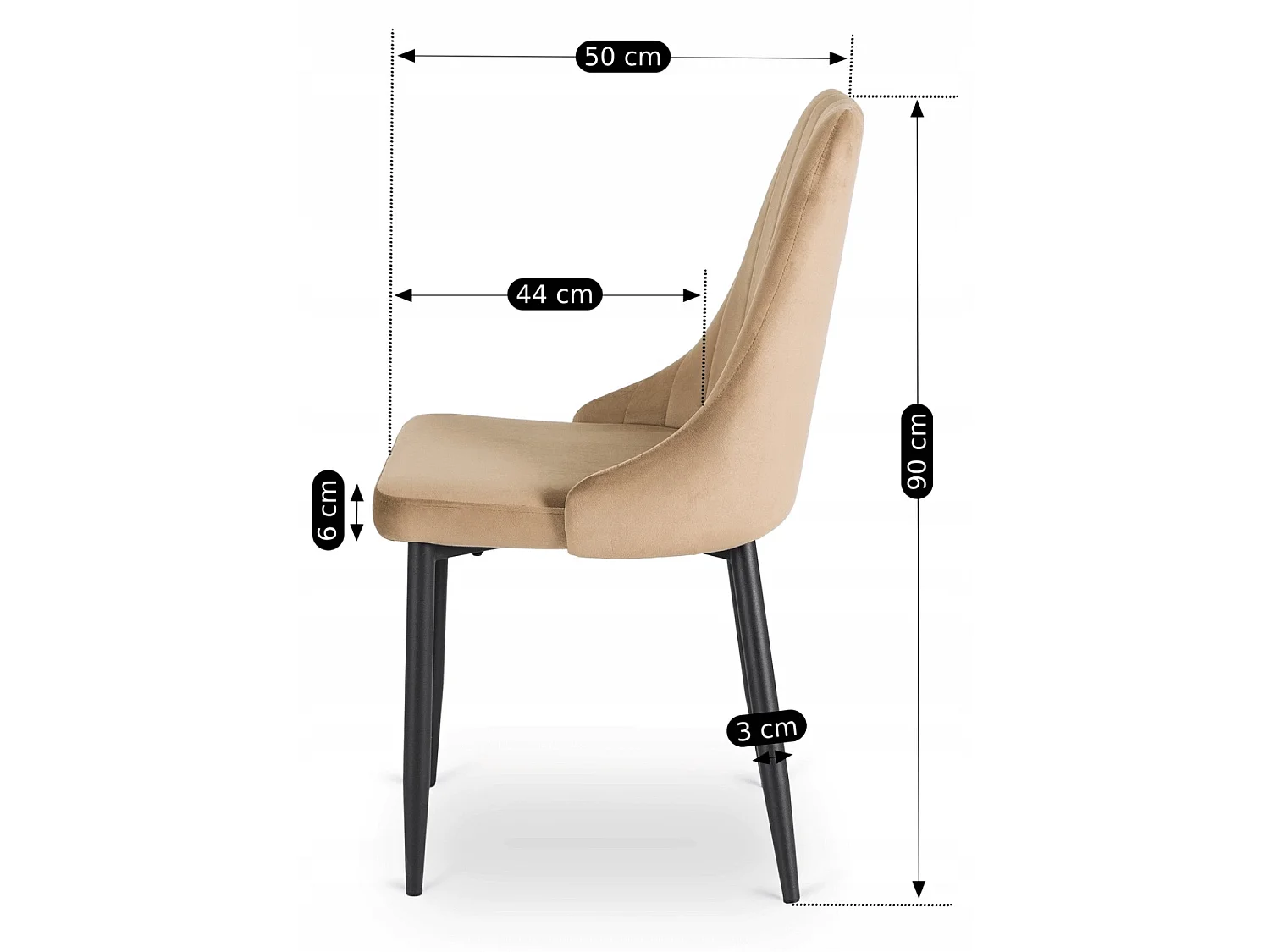 BARI Dining Chair Beige Velour