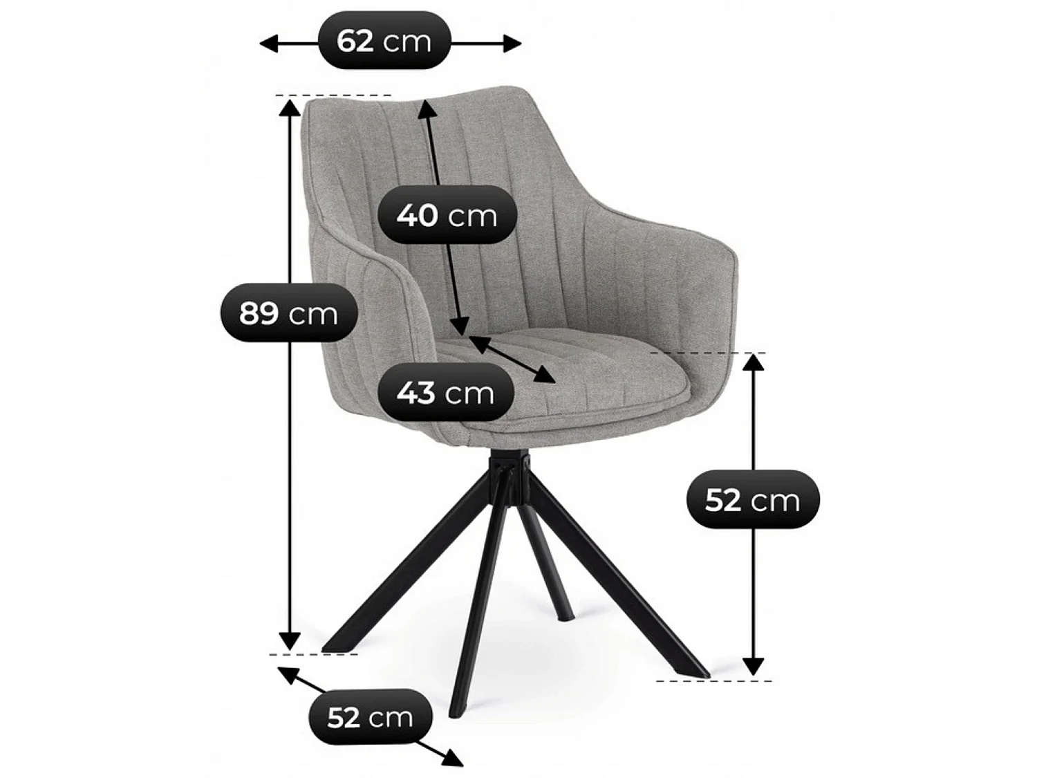 Swivel Dining Chair MUMBAI Grey
