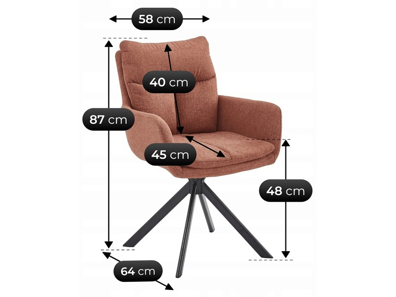 Swivel Dining Chair PAUL Rude