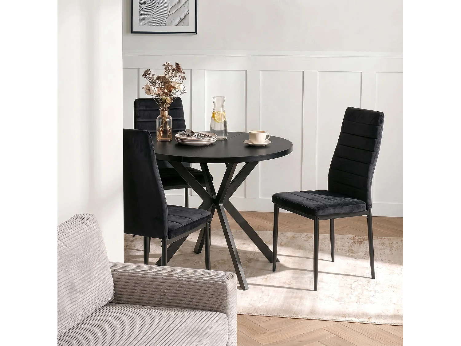 Dining Chair NARIS Black Velour
