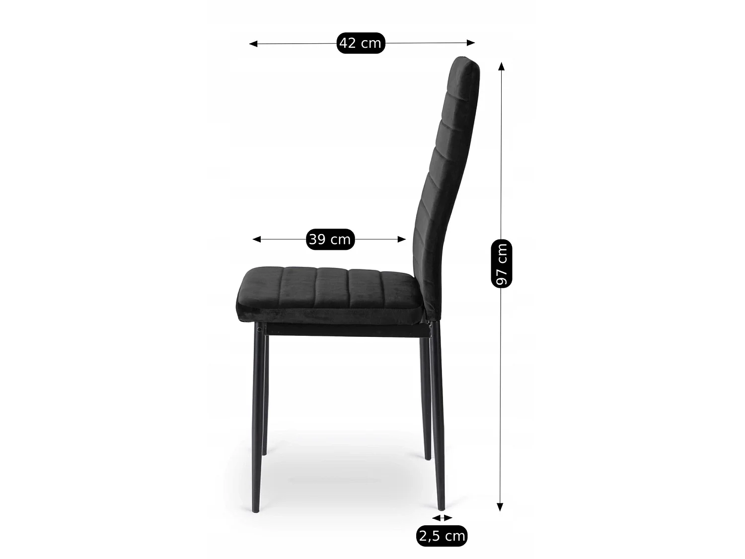 Dining Chair NARIS Black Velour