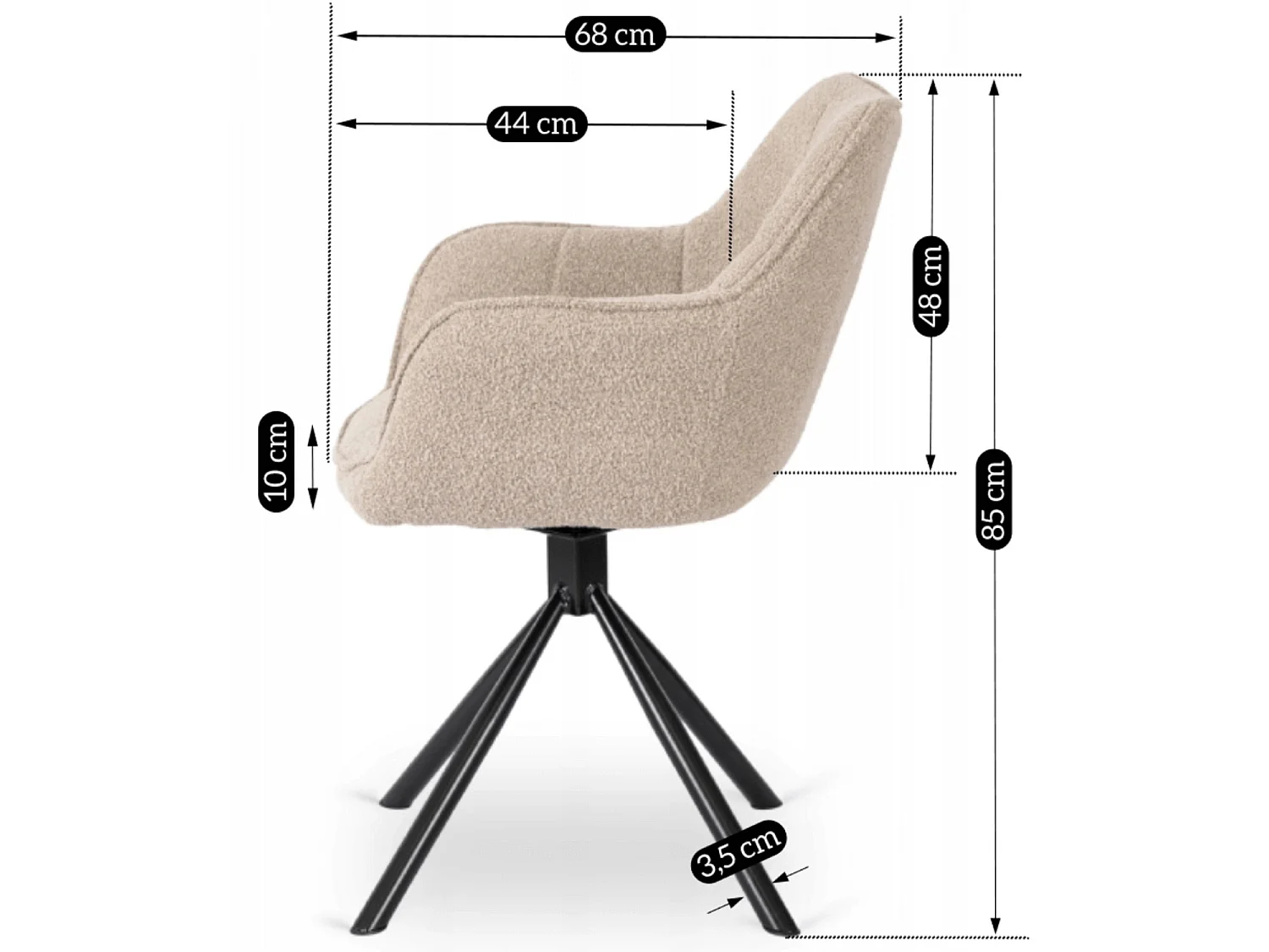 Dining Chair Swivel PEONY Beige