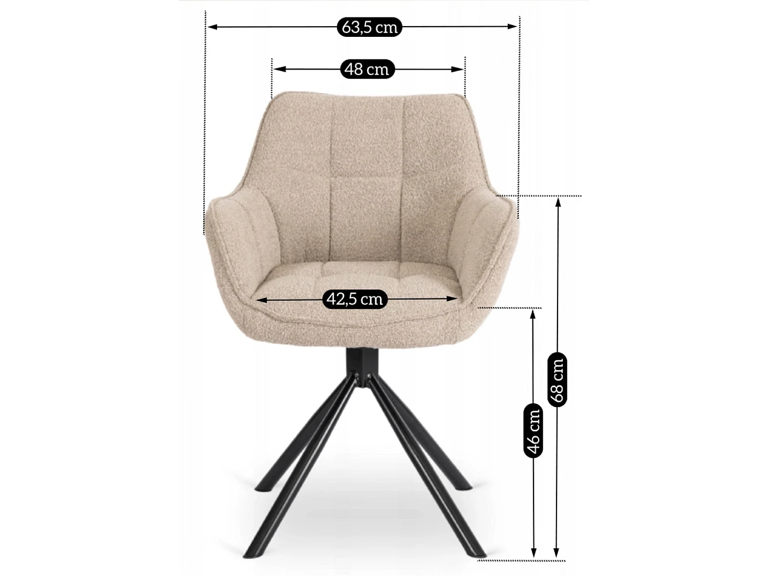 Dining Chair Swivel PEONY Beige