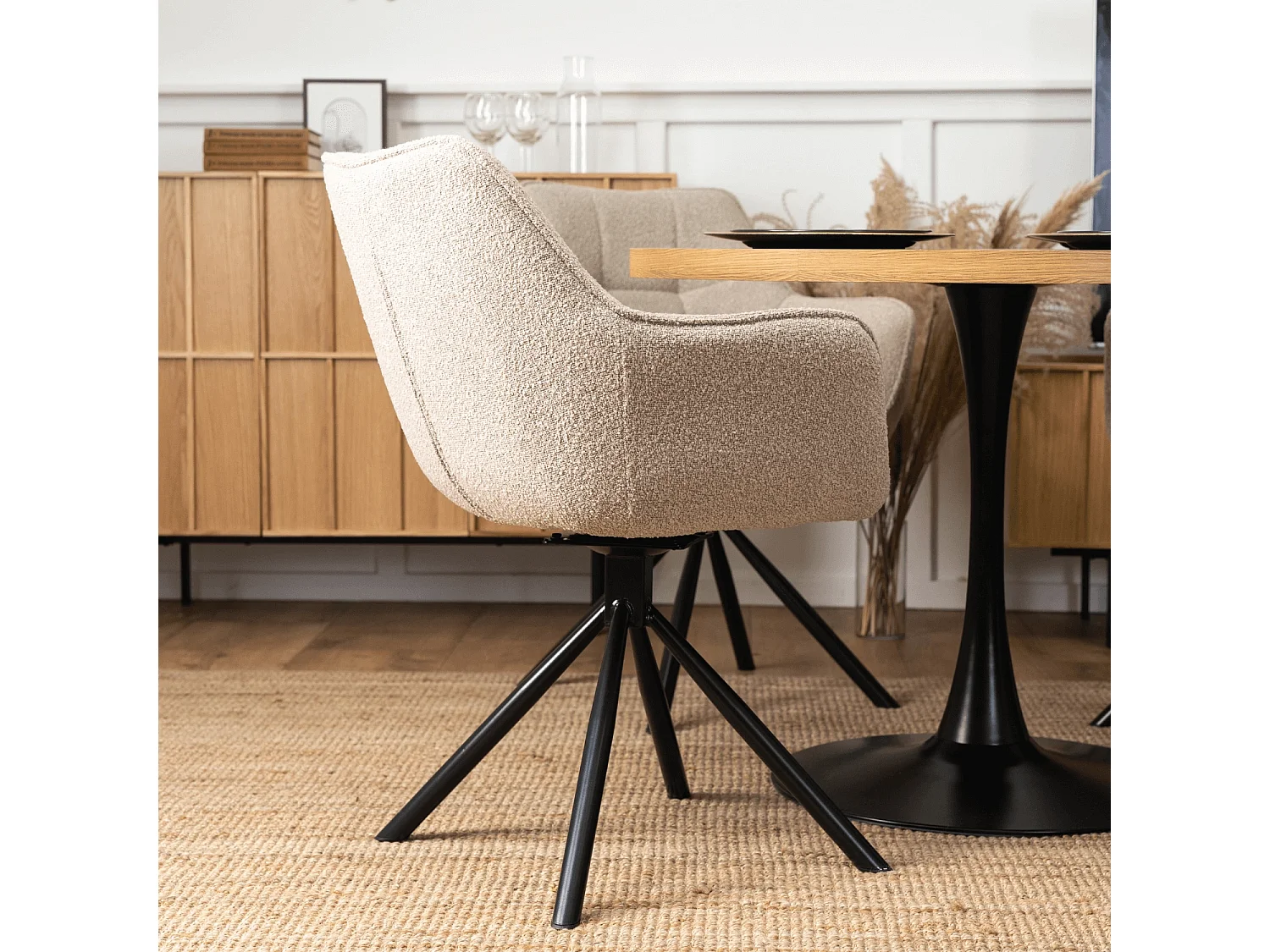 Dining Chair Swivel PEONY Beige