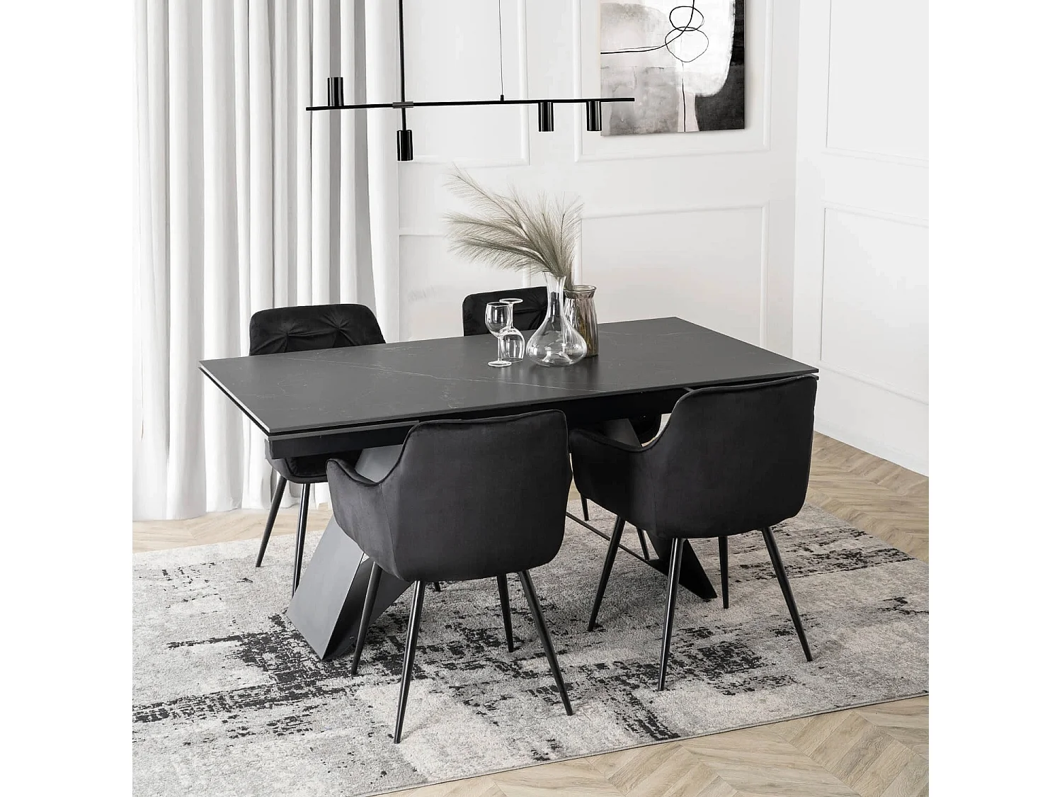 MODESTO Dining Chair Black Velour