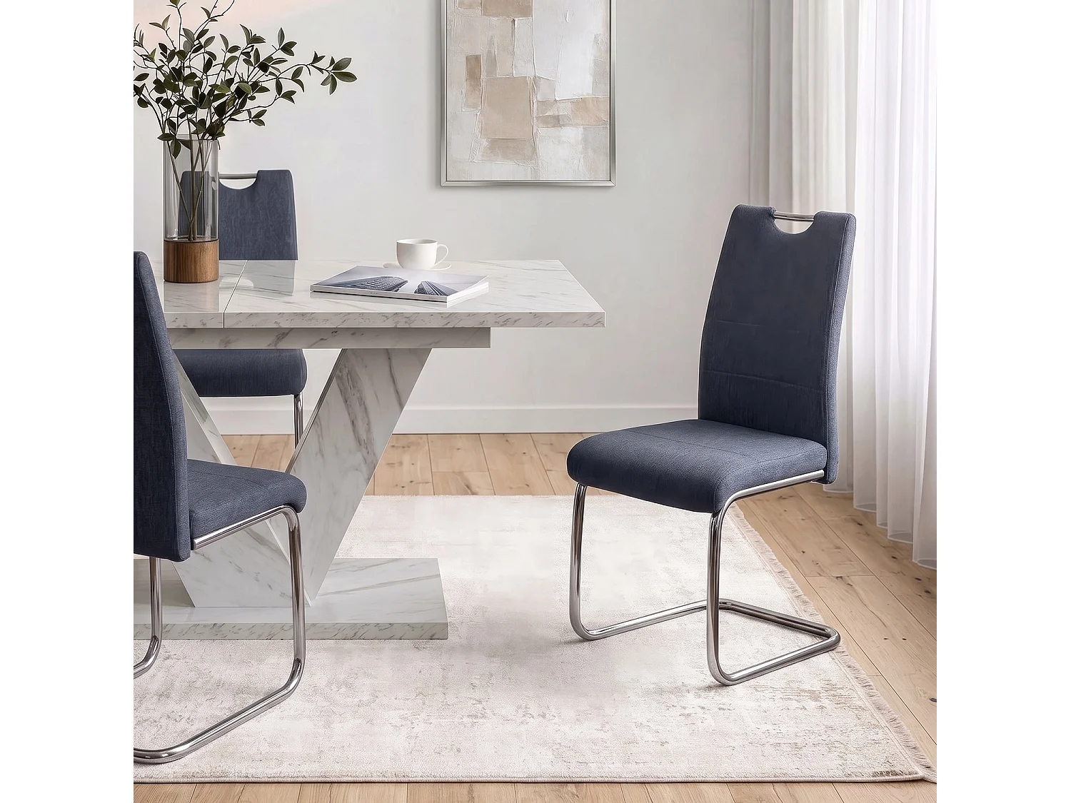 LOPEZ Dining Chair Dark Grey/Black