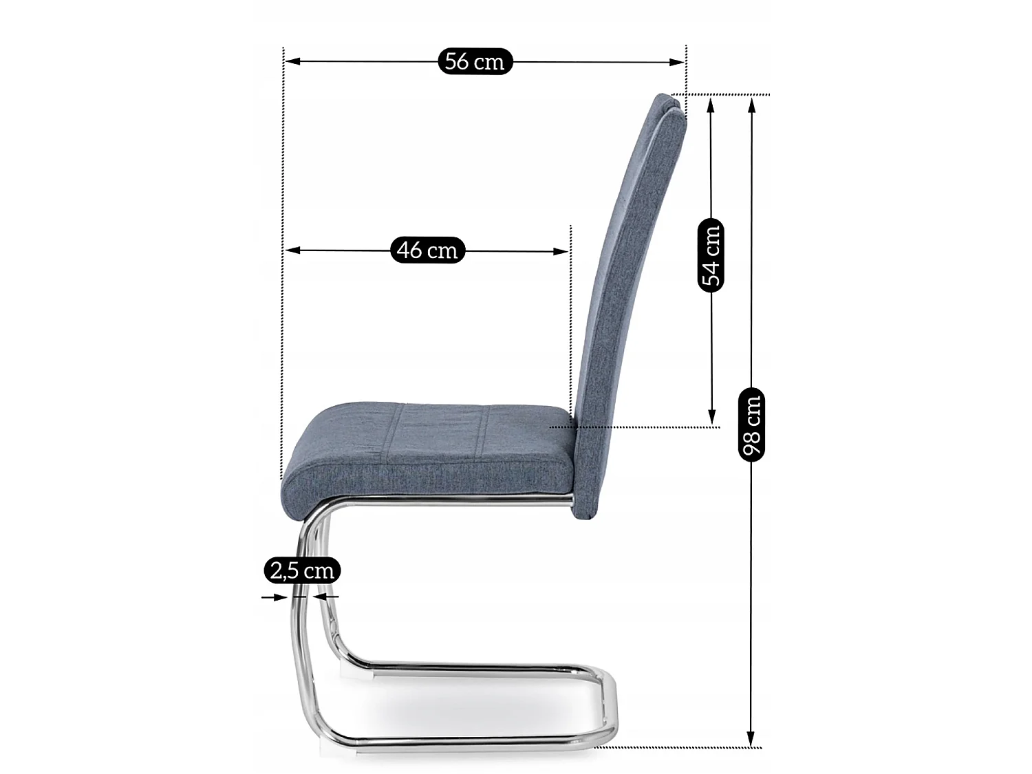 LOPEZ Dining Chair Dark Grey/Black