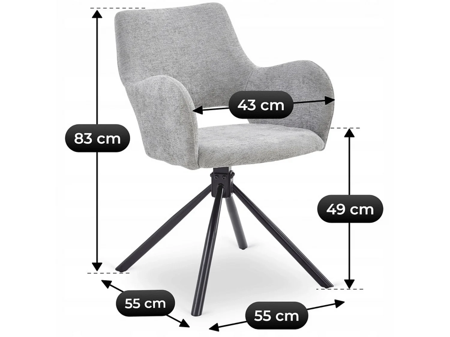 Dining Chair Swivel FLAV Grey