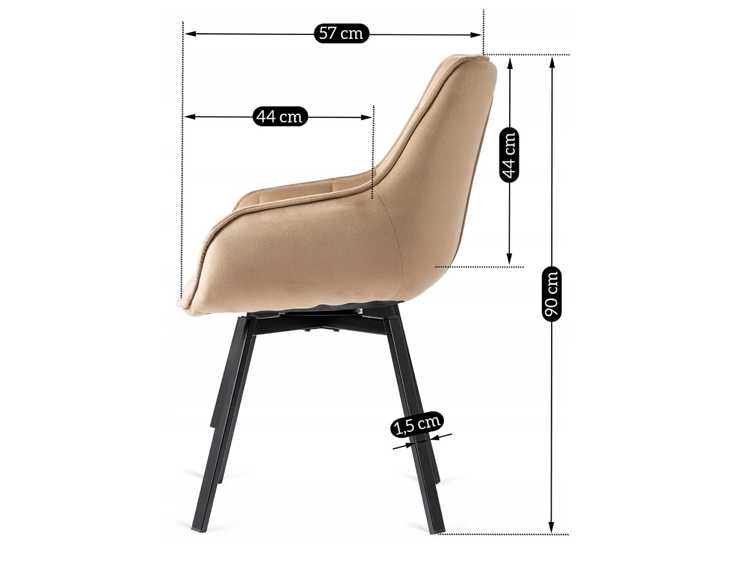 Dining Chair Swivel LUNA 2 Beige