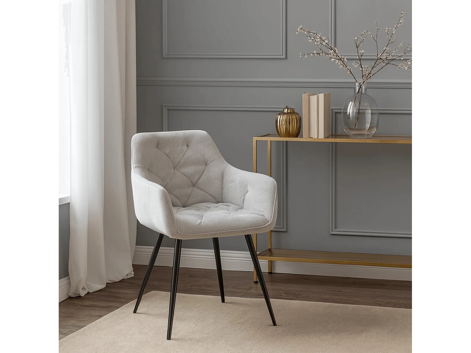 MODESTO Dining Chair Beige Fabric
