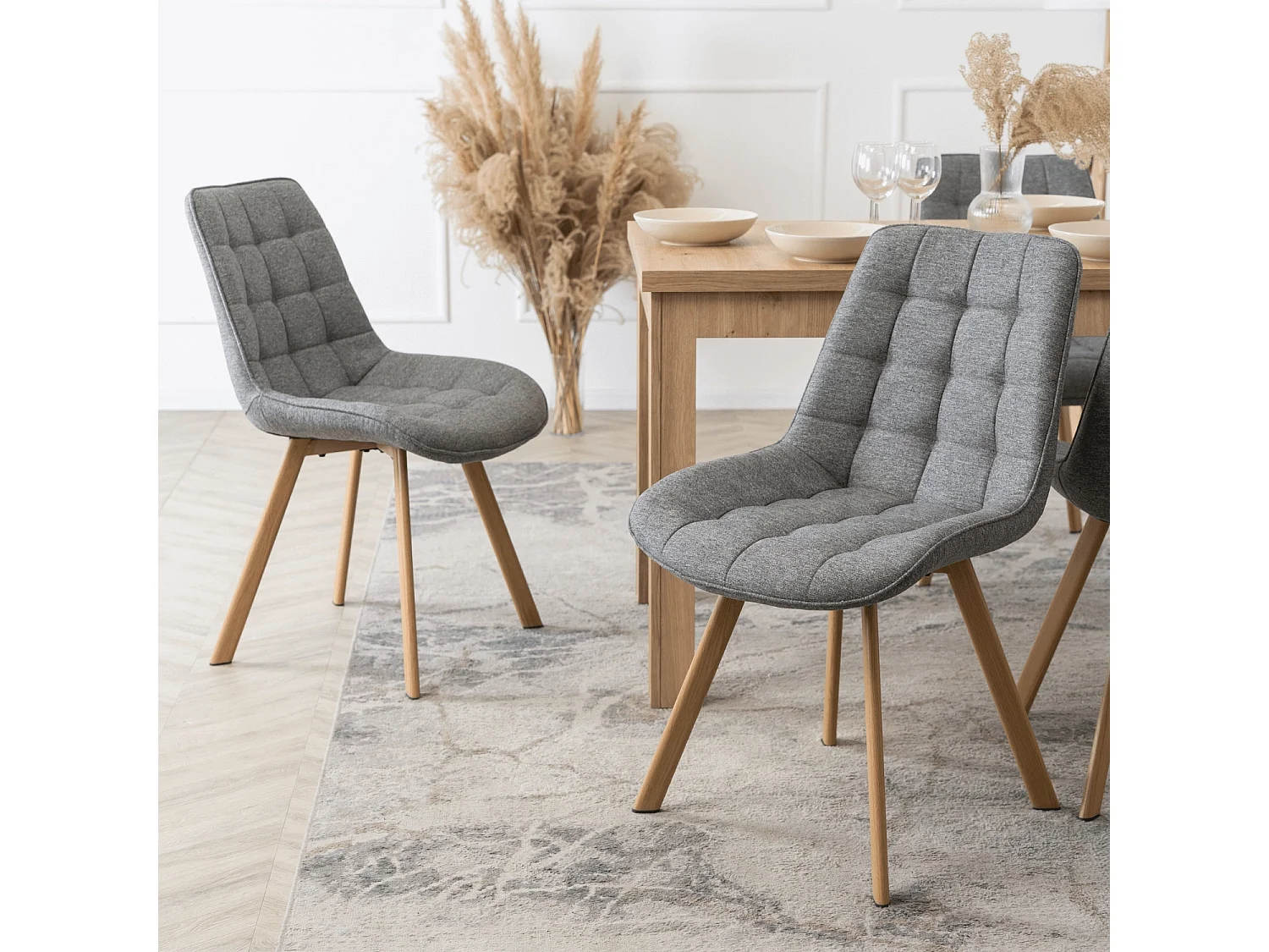 Dining Chair KATHY Grey Upholstered