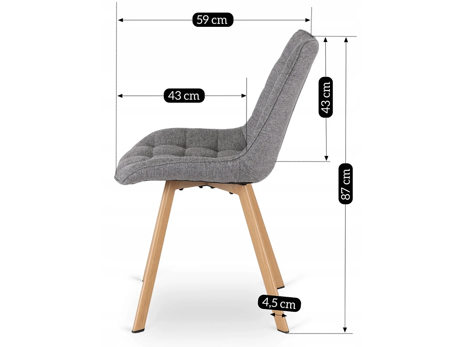Dining Chair KATHY Grey Upholstered