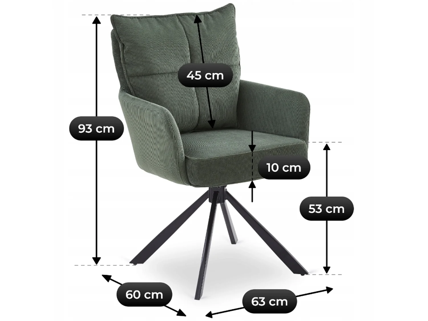 Swivel Dining Chair CITY Green