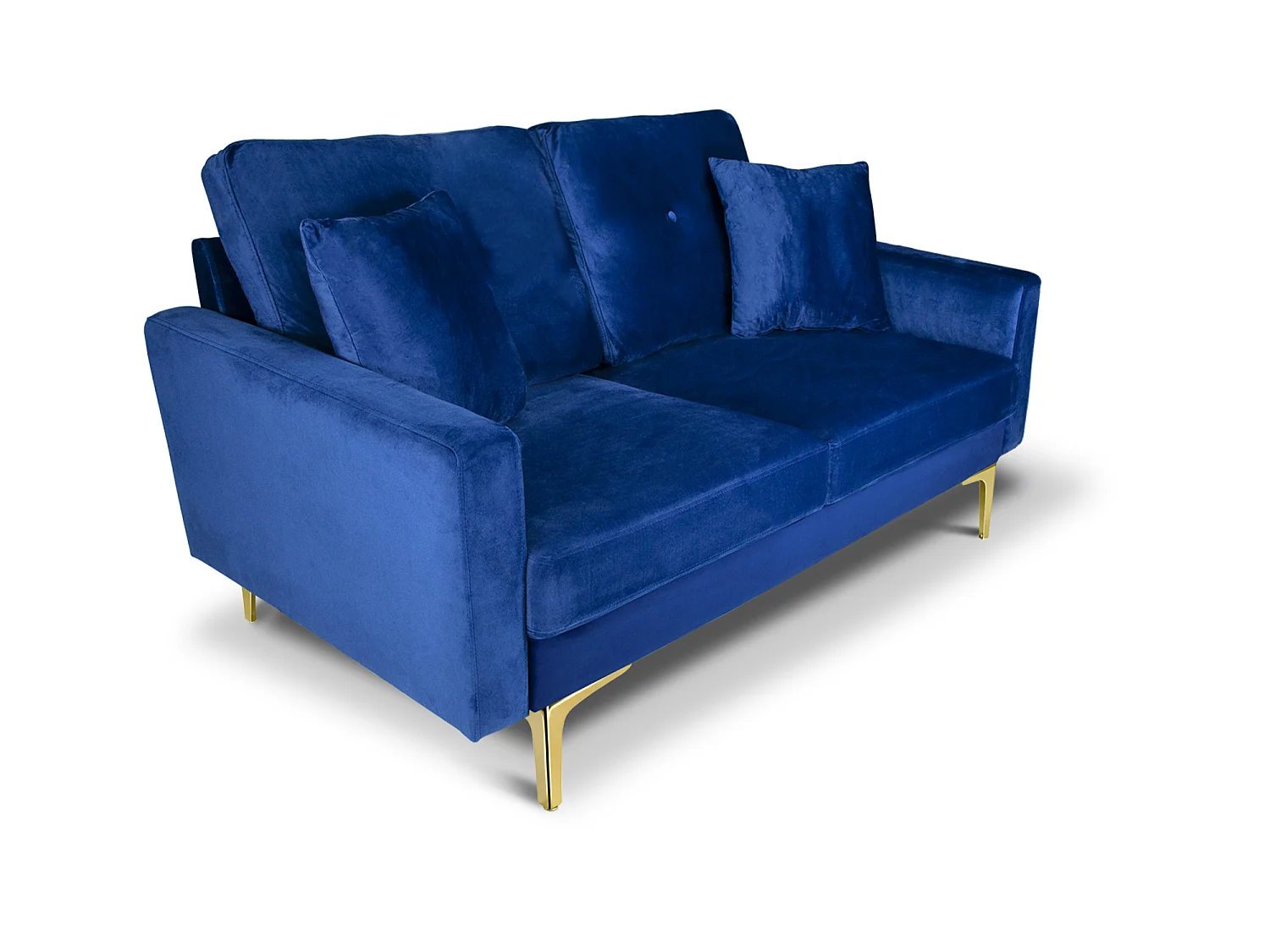 Divano 2 posti in velluto blu piedi in metallo dorato – Chloe