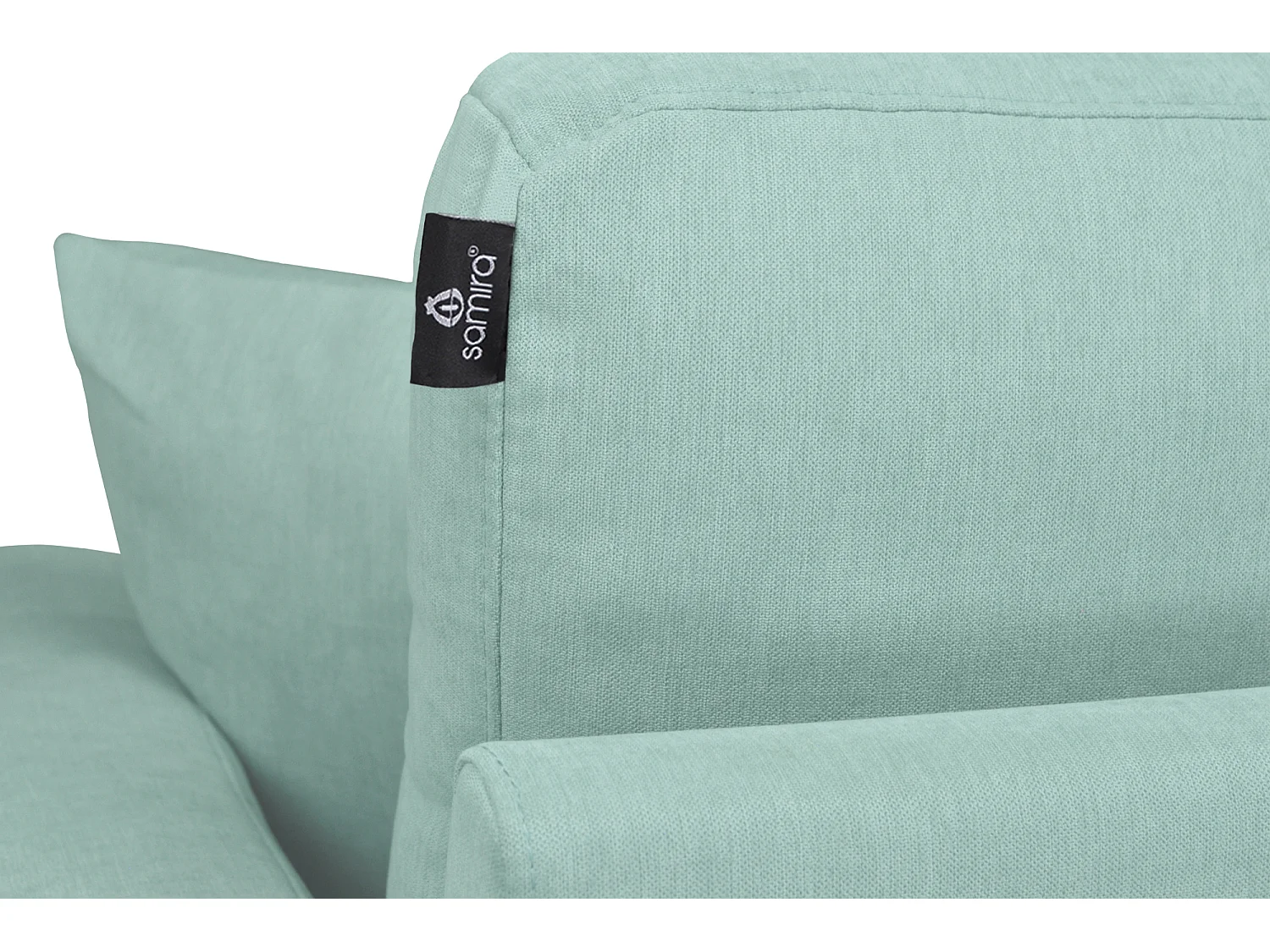 Divano 2 posti in tessuto vellutato verde tiffany piedi in metallo dorato – Chloe