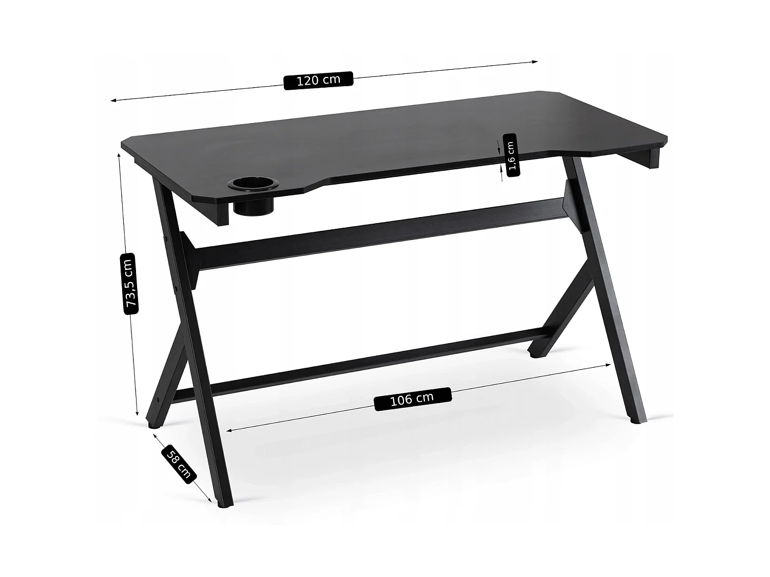 BLECK Gaming Desk 120 cm Black